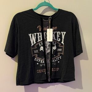 Shyanne Black Chain Whiskey Graphic Tee NWT